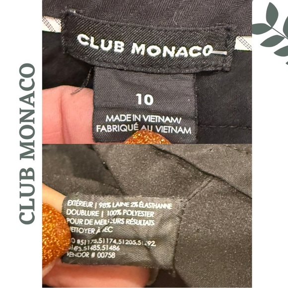 Club Monaco Black Wool-Blend Straight-Leg Trousers with Belt – Size 10 - Picture 8 of 8